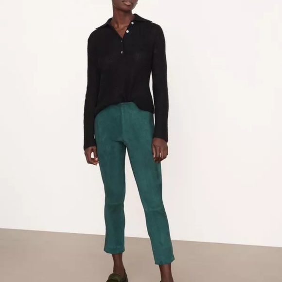 Vince Suede Leather Stretch Split-Hem Crop Pant The Mile Sz XS NWT 1250$❤️ - Picture 1 of 10